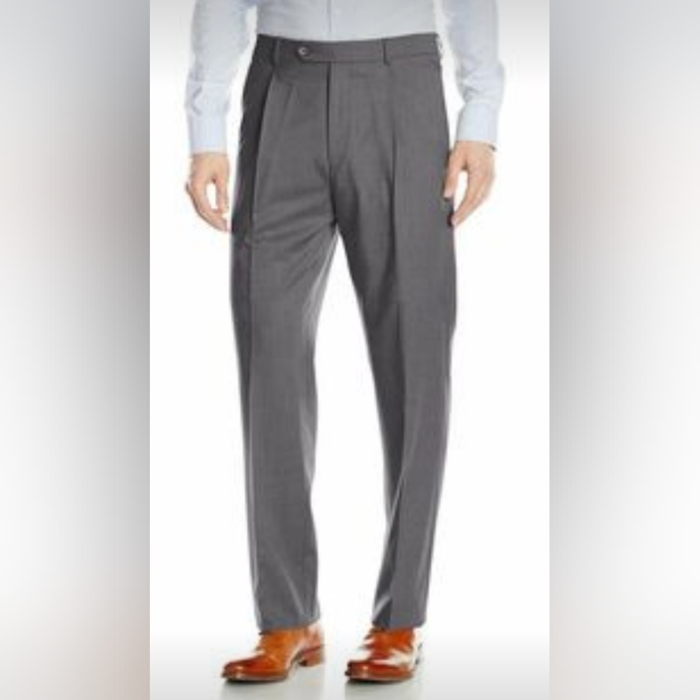 Pants New Hart Schaffner Marx Grey 46 Regular Chicago Fit Flat Front Dress Pant